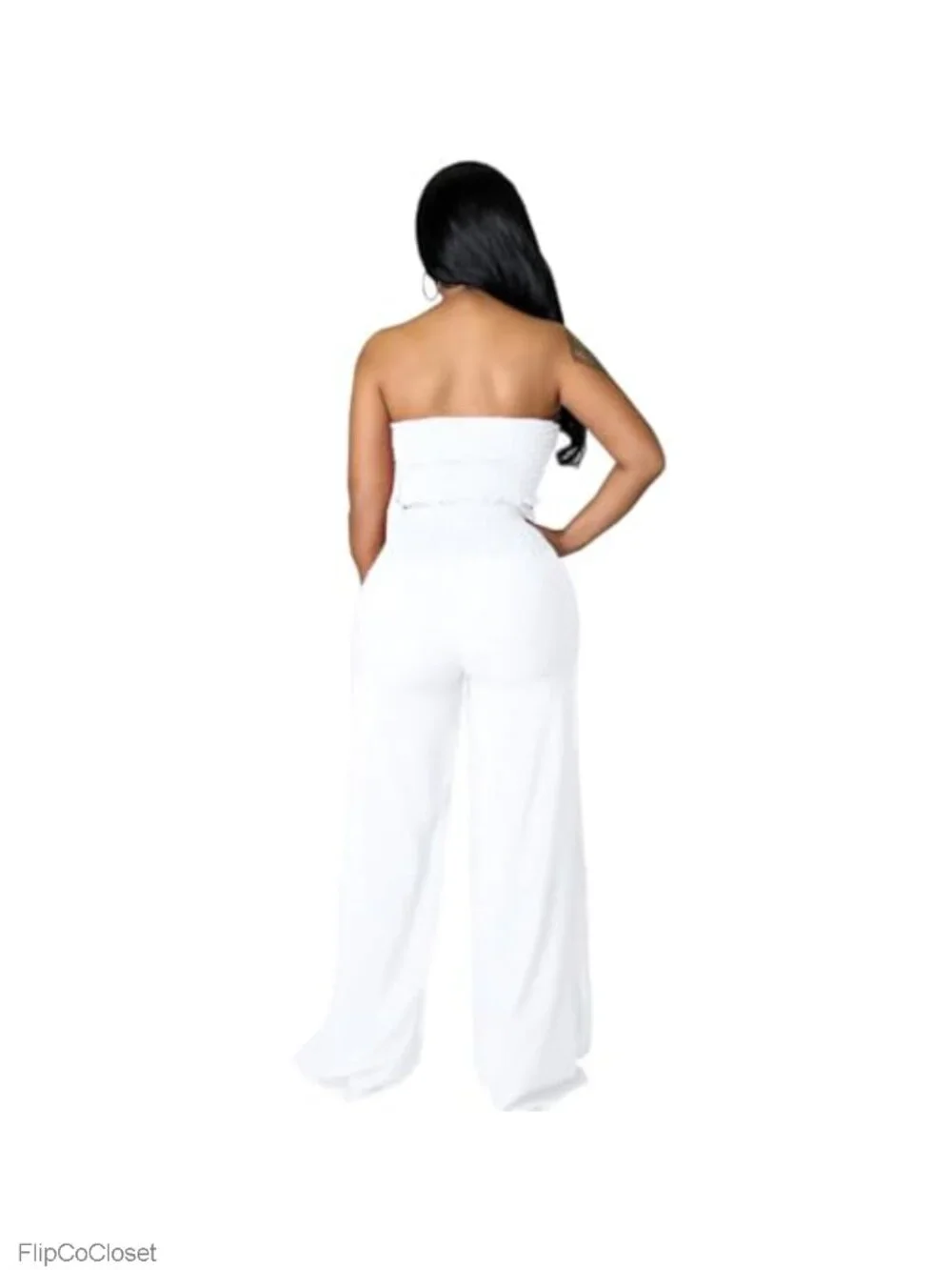 Women's 2 Piece Crop Top Wide Leg Pants Jumpsuit Set with Pockets Vacation